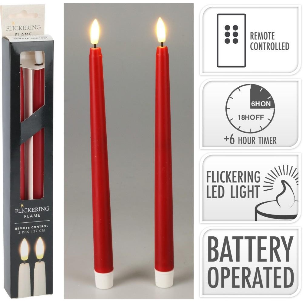 2 CANDELE LED 27CM ROSSO